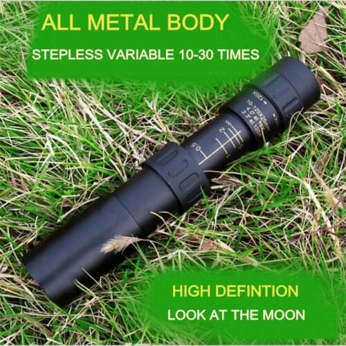 Metal Monocular Telescope 10-30x25 Zoom High Quality Monocular Binoculars Telescope Supports Smartphone with Light Night Vision