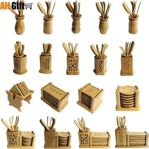 Chinese Bamboo Tea Tools Set Puer Knife Spoon Clip Strainer Vintage Handmade Kung Fu Tea Sets Accessories Ceremony