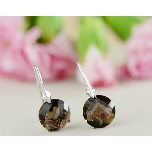 2018 New Brinco Earrings Geometrical Mosaic Pattern Hollow Out Section Tea-coloured Crystal Gem Fashion Accessories Wholesale