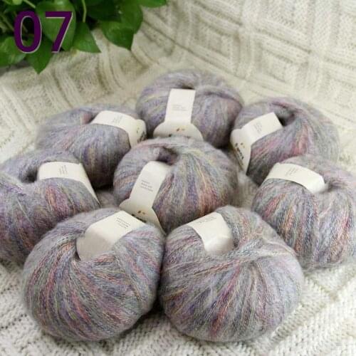 NEW Luxurious Soft 8balls*50g Crocheting & Knitting MOHAIR wool hand Yarn Knitting Rainbow Silver Grey 823-07-8
