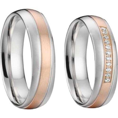 Custom anniversary mens wedding band titanium rings pair sets alliances gold color promse couples rings for women