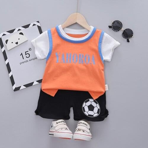 Baby boy clothes summer fashion cute cartoon letter printed T-shirt shorts 2 pieces baby boy casual sports suit set for children