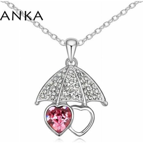 ANKA New Umbrella Double Heart Crystal Necklace Promotion Trendy Jewelry Main Stone Crystals from Austria #103402