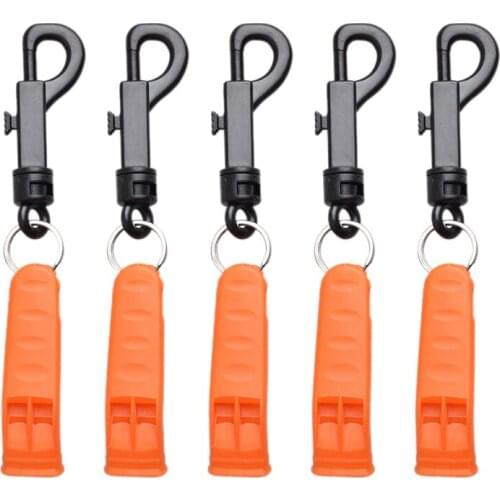 5PCS Plastic Outdoor Survival Loud Whistle Sports Match Dual Band Whistle Camping Hiking Emergency Whistle Multifunction Tools