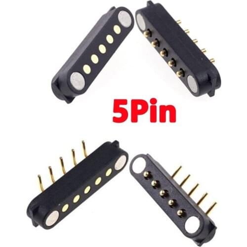 1 Pair Spring Loaded Magnetic Pogo Pin Connector 5 Pin Pitch 2.54 MM PCB Solder Male Female Probe Power Magnets Connector