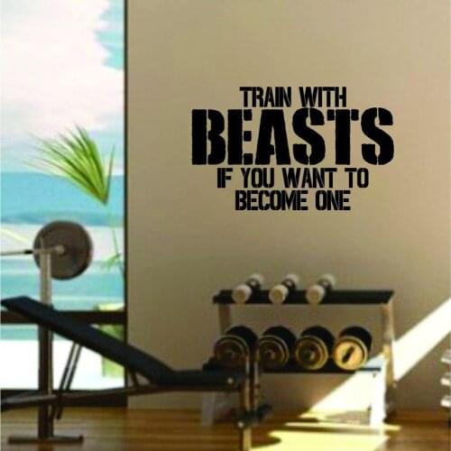 Train With Beasts Quote Fitness Health Work Out Gym Vinyl Wall Decal Home Decor Living Room Art Mural Removable Wall Stickers