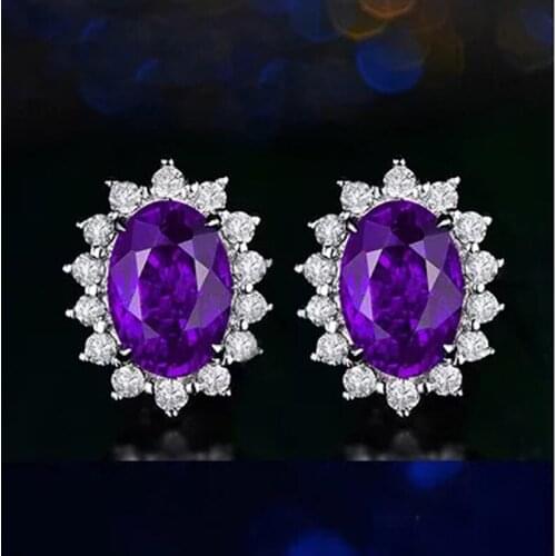 Simple Flower Stud Earrings S925 Silvery Fashion Piercing Jewelry Inlay Oval Zircon Female Bridal Wedding Party Dainty Earrings