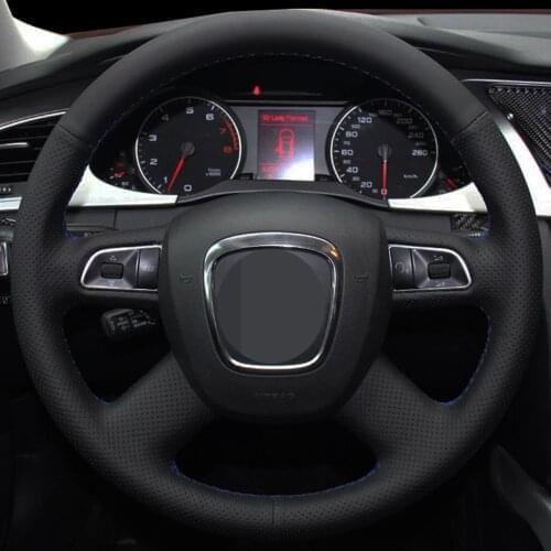 DIY Artificial Leather Black Car Steering Wheel Cover For Audi A3 8P Sportback A4 B8 Avant A5 8T A6 C6 A8 D3 Q5 8R Q7 Breathable