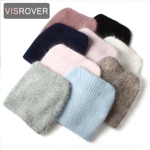 VISROVER 9 colorways Autumn unisex solid color rabbit fur winter beanies best match bonnet acrylic man/woman Warm skullies gift