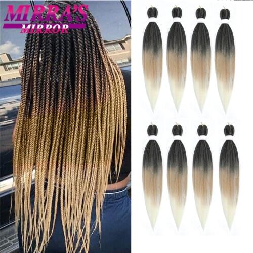 Mirras Mirror Hair Extensions 30" 26" Synthetic Pre Stretched Braiding Hair Yaki Texture Jumbo Braids Hot Water Setting Blue