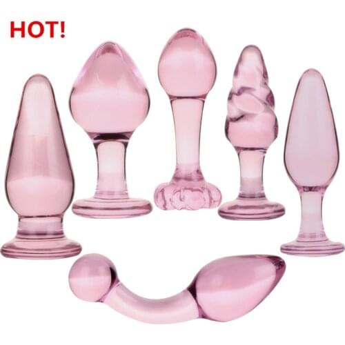 7 Types Crystal Glass Anus Enlarge Glass Dildo Anal Plug Massage Masturbation Gay Lesbian Couple Sex Products
