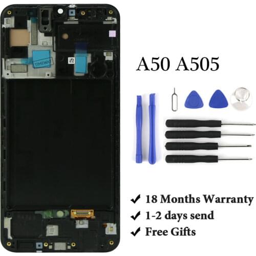 TIMEWAY AMOLED For Samsung A50 SM-A505FN/DS A505F/DS A505 LCD Display Touch Screen Digitizer With Frame For Samsung A50 lcd