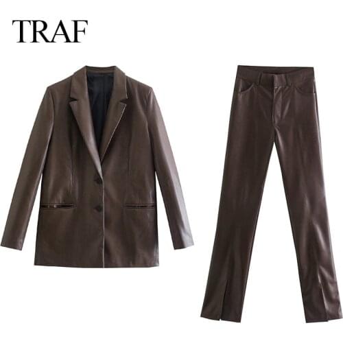 Женские брючные костюмы с пиджаком TRAF China At AliExpress