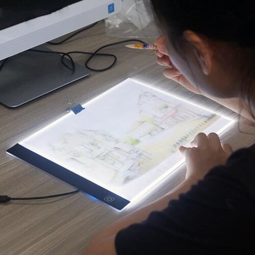 A4 Ultra-Thin Light Box LED Eye-protecting Tracing Light Pad with Scaled Panel Holder Clamp Stepless Dimness USB Cable