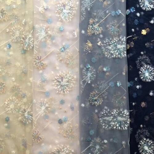 Explosion Colorful Sequined Mesh Embroidery Cloth Dandelion Embroidered Dress Dress Lace Fabric