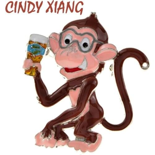 CINDY XIANG New Naughty Monkey Brooches Collar Lapel Pin Cartoon Enamel Animal Brooch for Women Kids Fashion Jewelry Accessories