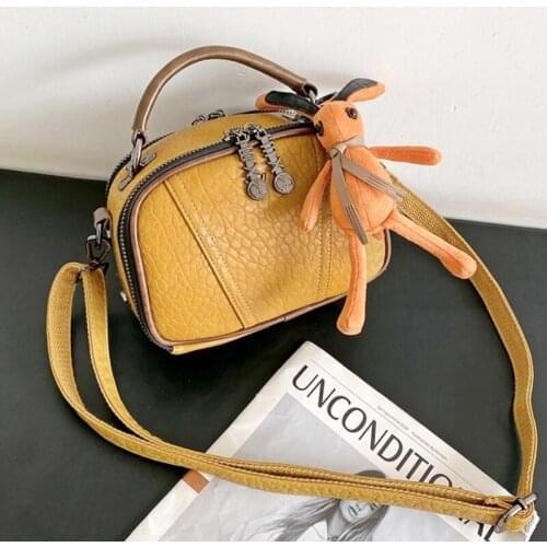 Soft Leather Womens Bag Cute Bunny Pendent Purses and Handbags High Quality Shoulder Bags Luxury Brand Mini Crossbody Bolso