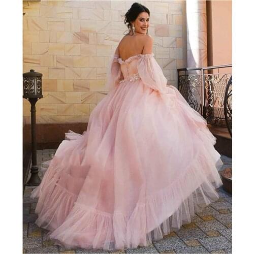 Off Shoulder Puffy Sleeve Prom Dresses for Women A Line Formal Sweetheart Ball Gow Evening Dress 2021 Plus Size Corset Back