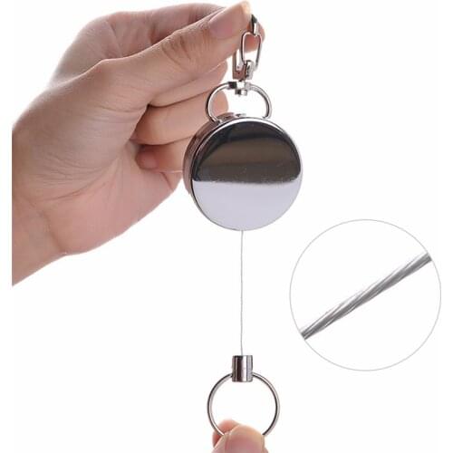 1PC Resilience Steel Wire Rope Elastic Keychain Sporty Retractable Alarm Key chain Anti-lost telescopic keyring