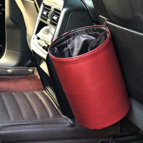 1 PC Multifunctional Folding Car Trash Can Double Waterproof Leather Car Garbage Can Organizer Waste Baskets Rubbish Bin