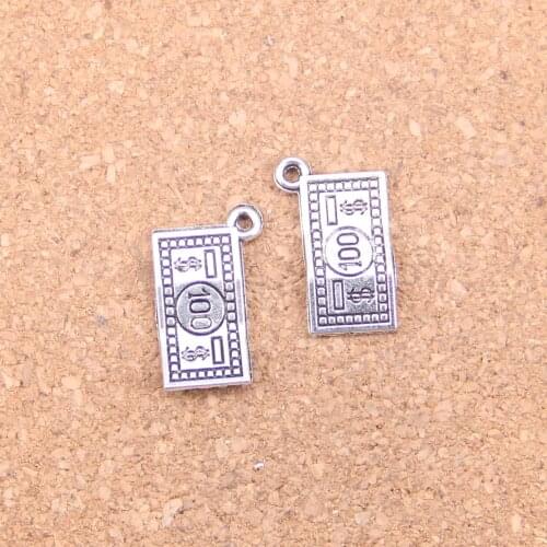 16pcs Charms 100 dollars money 10x19mm Antique Pendants,Vintage Tibetan Silver Jewelry,DIY for bracelet necklace