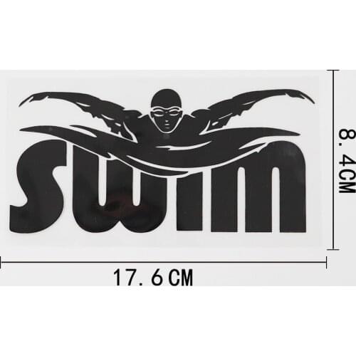 17.6CMX8.4CM Swim Player Athletic Sports Vinyl Car Sticker Black/Silver 8A-0965