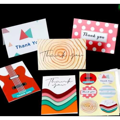 6sets Music Element Foldable Greeting Card Thank You For Business Cards Wedding Birthday Party Packaging Card