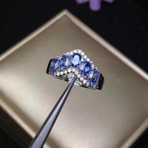 925 Sterling Silver Dark Sapphire Ring For Gift Party Wedding September Birthstone Ring