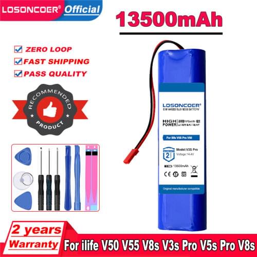 LOSONCOER 14.4V 3500mAh Replacement Battery For ilife V50 V55 V8s V3s Pro V5s Pro V8s X750 Robot Vacuum Cleaner Battery
