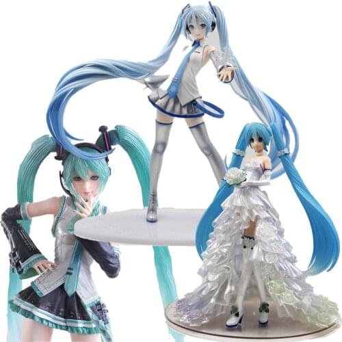 Anime Hatsune Miku Wedding Dress Figure Model Doll Desk Car Decoration Birthday Christmas Gift Collection Toy Exquisite Boxed