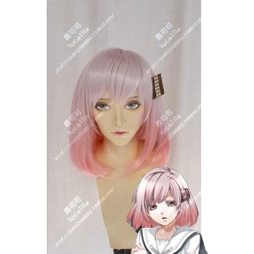 Anime NORN9 Koharu Cosplay Wig Short Silver Pink Gradient Heat Resistant Synthetic Hair Wigs + Wig Cap