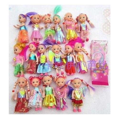 Free Shipping 10pcs Hot-Selling play house Girls Birthday Gift Caual Accessories (doll+clothes) For 11CM 29cme toy Doll Kelly