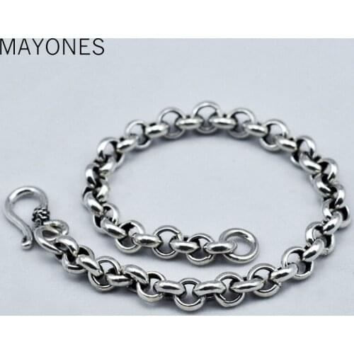 4mm 5mm 6.5mm 925 Sterling Silver Bracelet For Men And Women O Type Chain Vintage Handmade Mens Bracelets Armbanden Voor Vrouwen