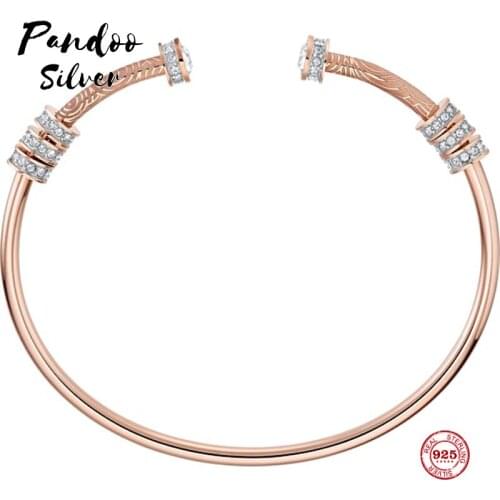 Fashion Charm Pure 925 Silver Original 1:1 Copy, Simple Design Elegant Exquisite Opening Bracelet Female Luxury Jewelry Gifts