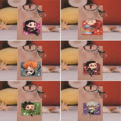 Hunter X Hunter Keychain Killua Zoldyck Kurapika Keyrings Arcylic Pendant Two-sided Key Chains Cosplay Accessories