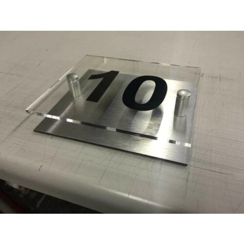 DIY House Number Modern House Number Plaque Apartment number Acrylic Sign With Brushed Effect Back. door number Door sign