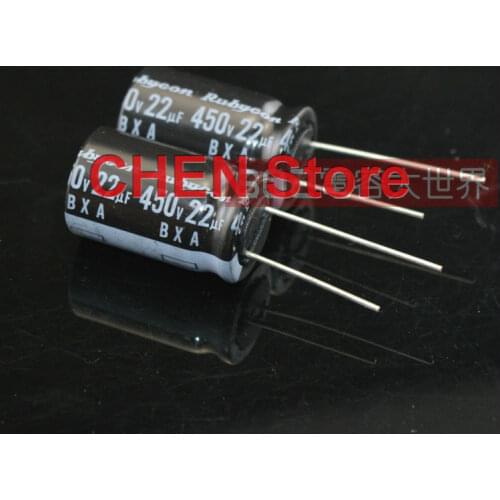 20PCS Rubycon 22UF/450V Electrolytic Capacitors BXA 450V22UF 16X25MM High Frequency Low Resistance 22UF 450V