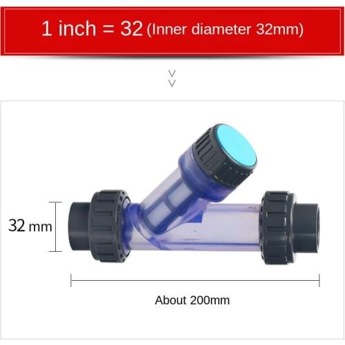 Liansu Filter UPVC Plastic Pipe Household Drinking Water Pipe Cleaner Filter Y Type Transparent Water Purifier 1Pcs