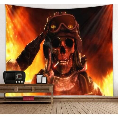 Cool flame salute tapestry of skeleton soldiers, wall decoration, soft and easy-care hanging cloth