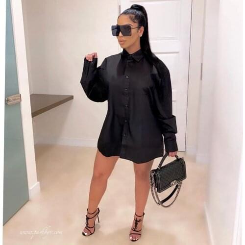 Summer Clothing Fashion Print Long-sleeve Sexy Shirt-Dress Party Dresses for Women Nightclub Streetwear Y2k Wholesale Items