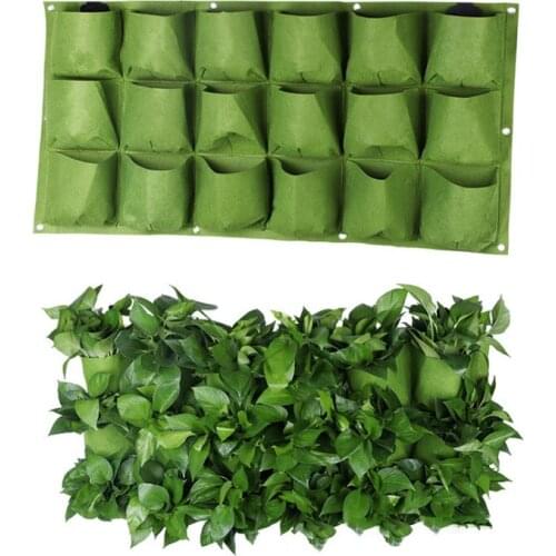 Planting Bag 2/3/4/6 Pocket Green Hanging Wall Garden Plant Grow Bags Home Wall Growing Bags Home Supplies