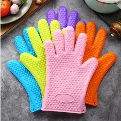 MENS Womens Non-slip Silica gel gloves Anti-scalding Insulation High temperature resistance gloves 5Pairs