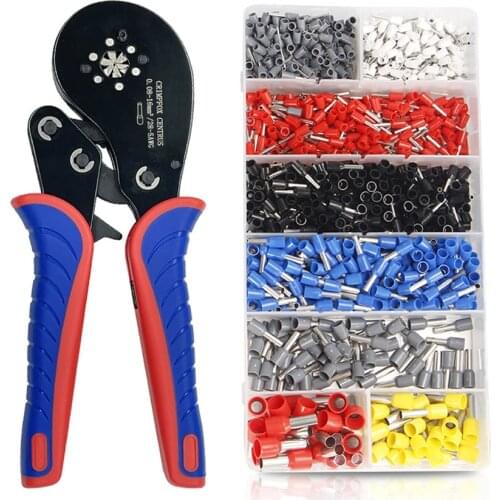 Ferrule Crimping Tool Kit Ferrule Crimper Plier (0.08-16mm²) /1200pcs Wire Ferrules Kit Wire Ends Terminals