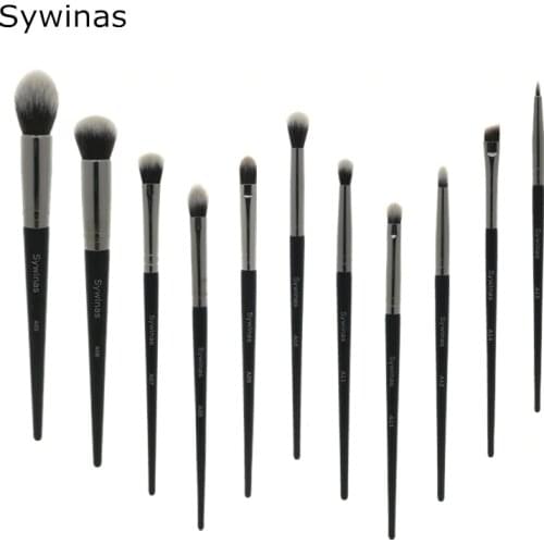 Sywinas 11pcs professional makeup brushes set blending powder foundation eyeshadow cosmetics contour shading make up brushes