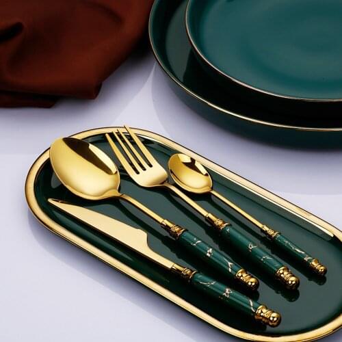 Gold Spoon Knife Set Gold Cutlery Knives Sets Wedding Tableware Forks Knives Spoons Silverware Travel Cutlery Set Dropshipping