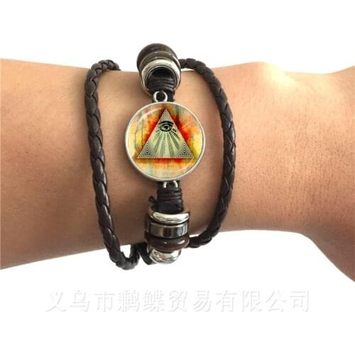 New Trendy 20mm Ganesha Buddha Elephant Glass Dome Bracelet Handmade Adjustable Black/Brown Leather Bangle Souvenir For Gif