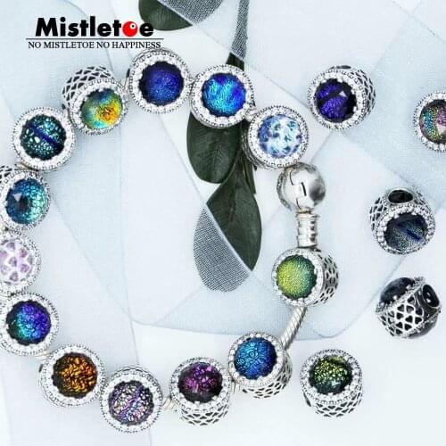 Mistletoe 925 Sterling Silver Sparkling Charm Bead Jewelry