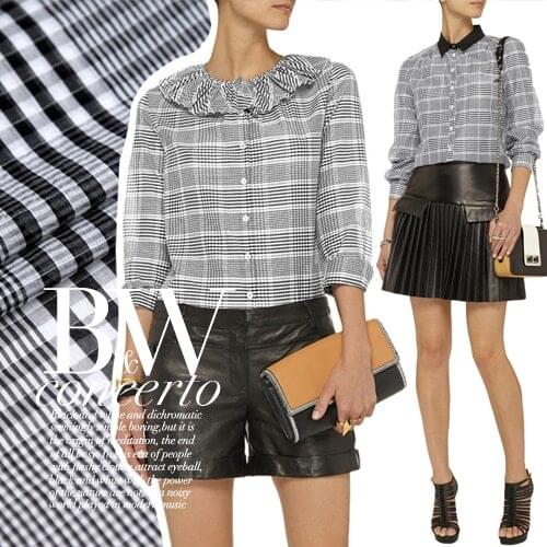 Yarn-dyed plaid silk cotton blended fabrics spring and summer dress shirt silk fabric wholesale high quality cotton cloth