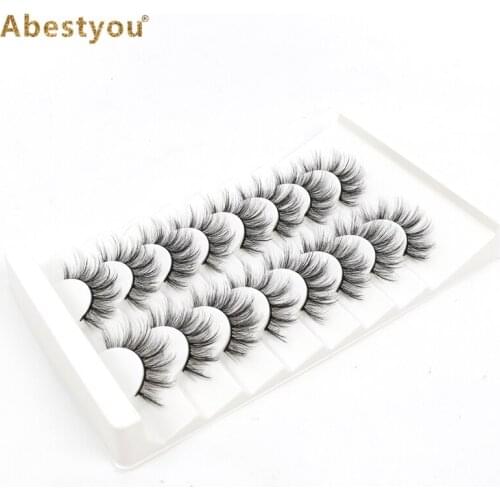 Abestyou 8pairs Volume Eyelashes Natural Silk Protein Fake Lashes Extension Maquillage Faux Mink Eyelash Faux Cils