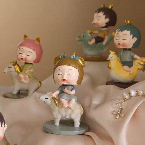 Nordic Ins Creative Resin Zodiac Moving Head Doll Sculpture Ornaments Living Room Desktop Furnishings Crafts Girls Birthday Gift
